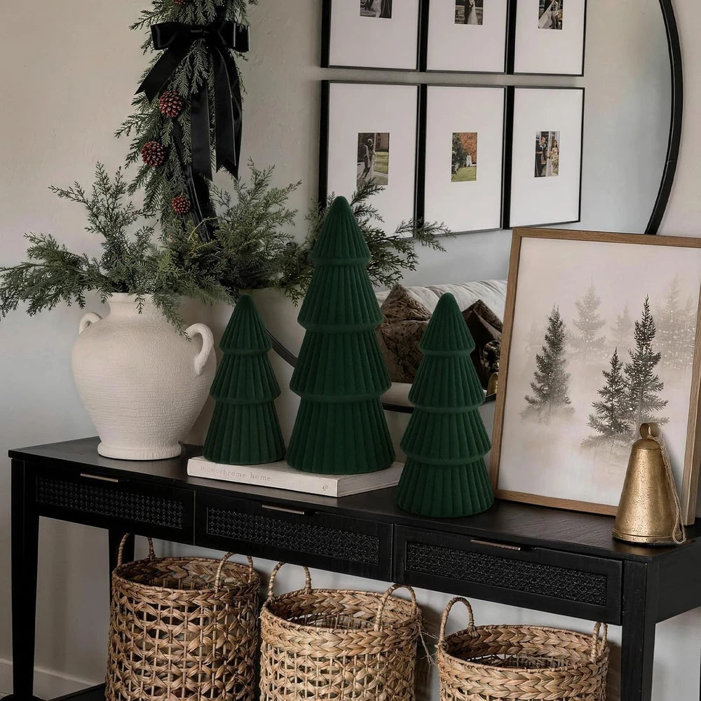 Velvet Ceramic Christmas Tree Set