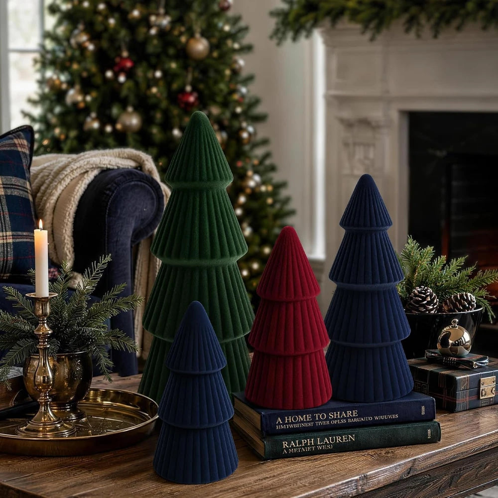 Velvet Ceramic Christmas Tree Set