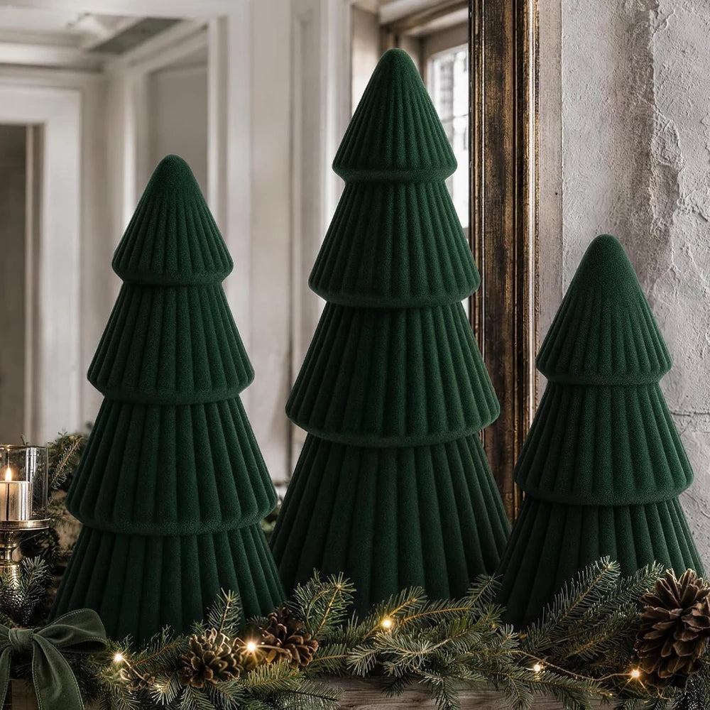 Velvet Ceramic Christmas Tree Set