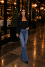 Stretchy High Waisted Wide Leg Jeans